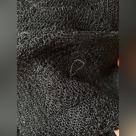 EILEEN FISHER Black Open Front Knitted Cardigan, Size MP - Picture 3 of 7